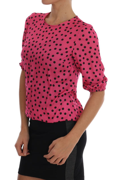 Chemisier en soie rose à pois chic Dolce &amp; Gabbana