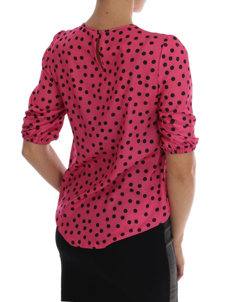 Chemisier en soie rose à pois chic Dolce &amp; Gabbana