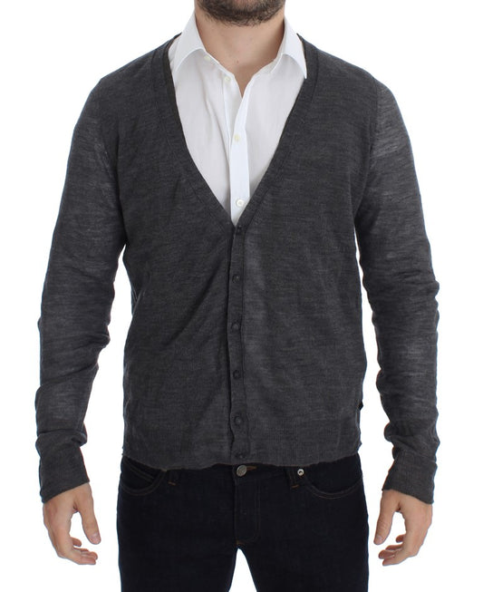 Cardigan élégant en laine mélangée grise Costume National