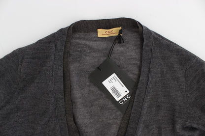 Cardigan élégant en laine mélangée grise Costume National