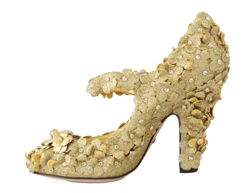 Escarpins Dolce &amp; Gabbana à fleurs dorées et cristaux