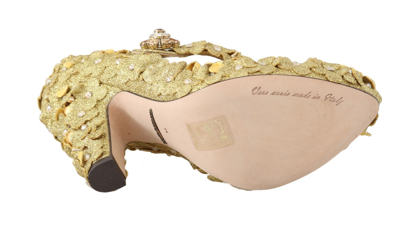 Escarpins Dolce &amp; Gabbana à fleurs dorées et cristaux