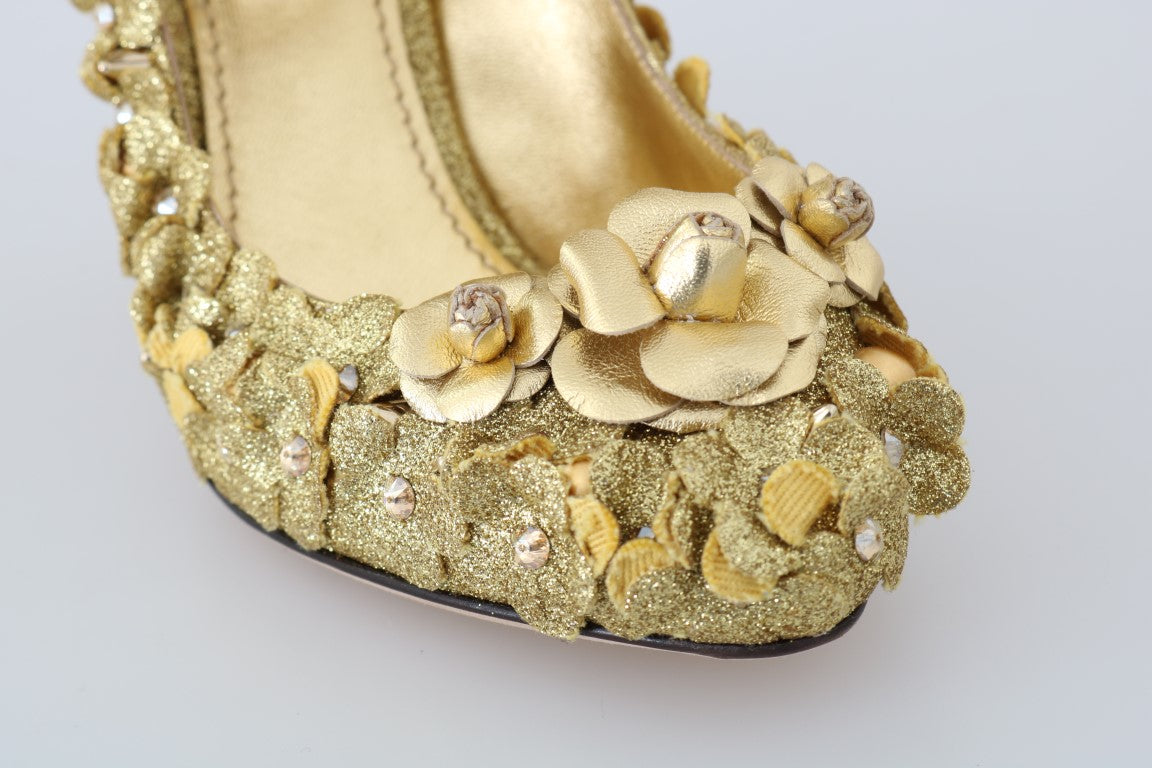 Escarpins Dolce &amp; Gabbana à fleurs dorées et cristaux