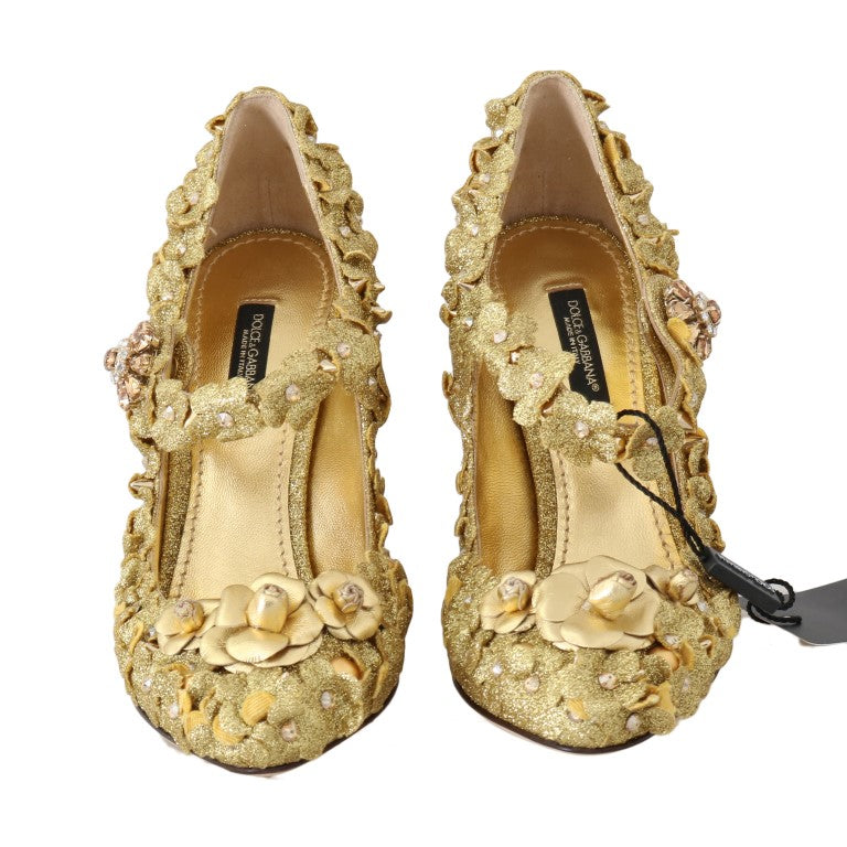 Escarpins Dolce &amp; Gabbana à fleurs dorées et cristaux