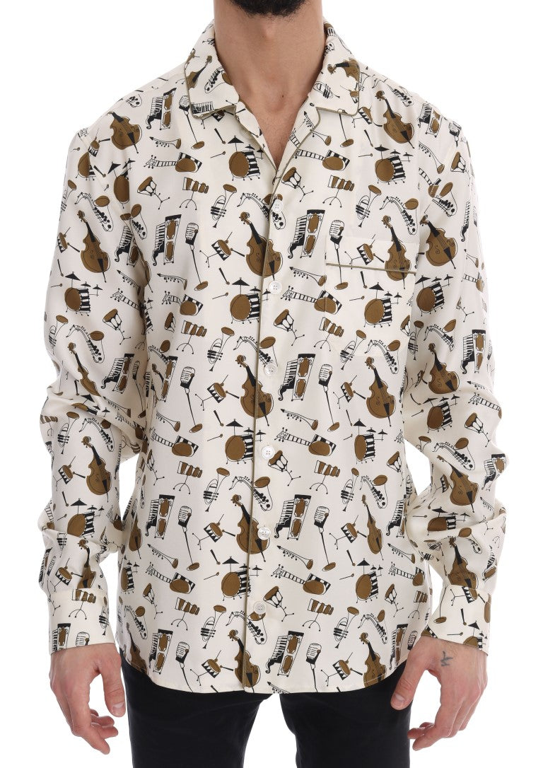 Chemise décontractée en soie exclusive Dolce &amp; Gabbana pour homme – Motif Jazz