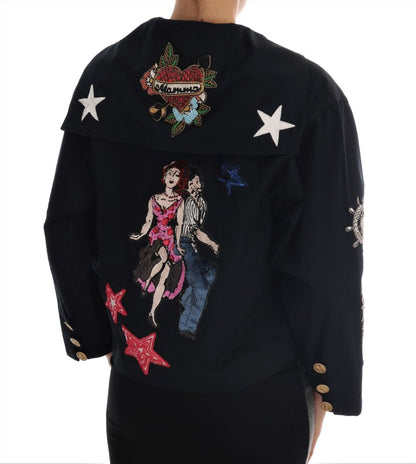 Dolce &amp; Gabbana Manteau brodé de cristaux bleus enchantés