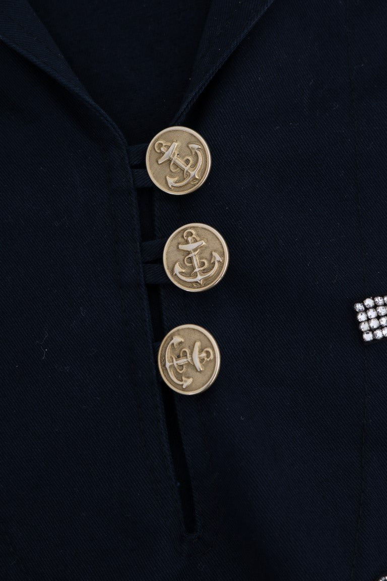 Dolce &amp; Gabbana Manteau brodé de cristaux bleus enchantés