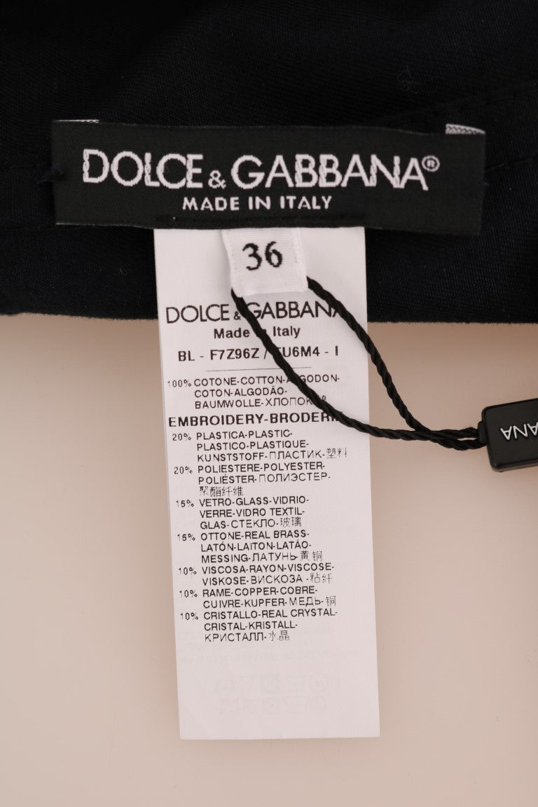 Dolce &amp; Gabbana Manteau brodé de cristaux bleus enchantés