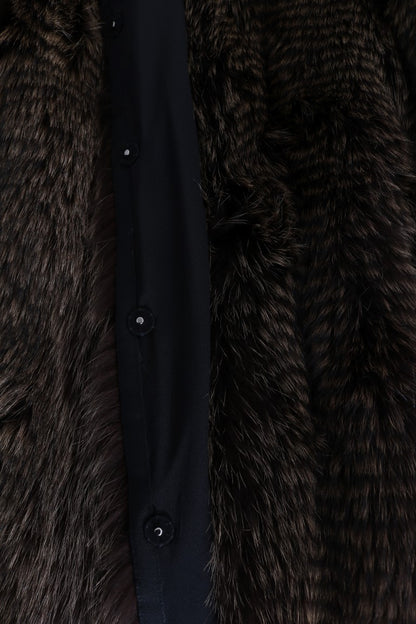 Dolce &amp; Gabbana élégant manteau mi-long en fourrure de raton laveur marron