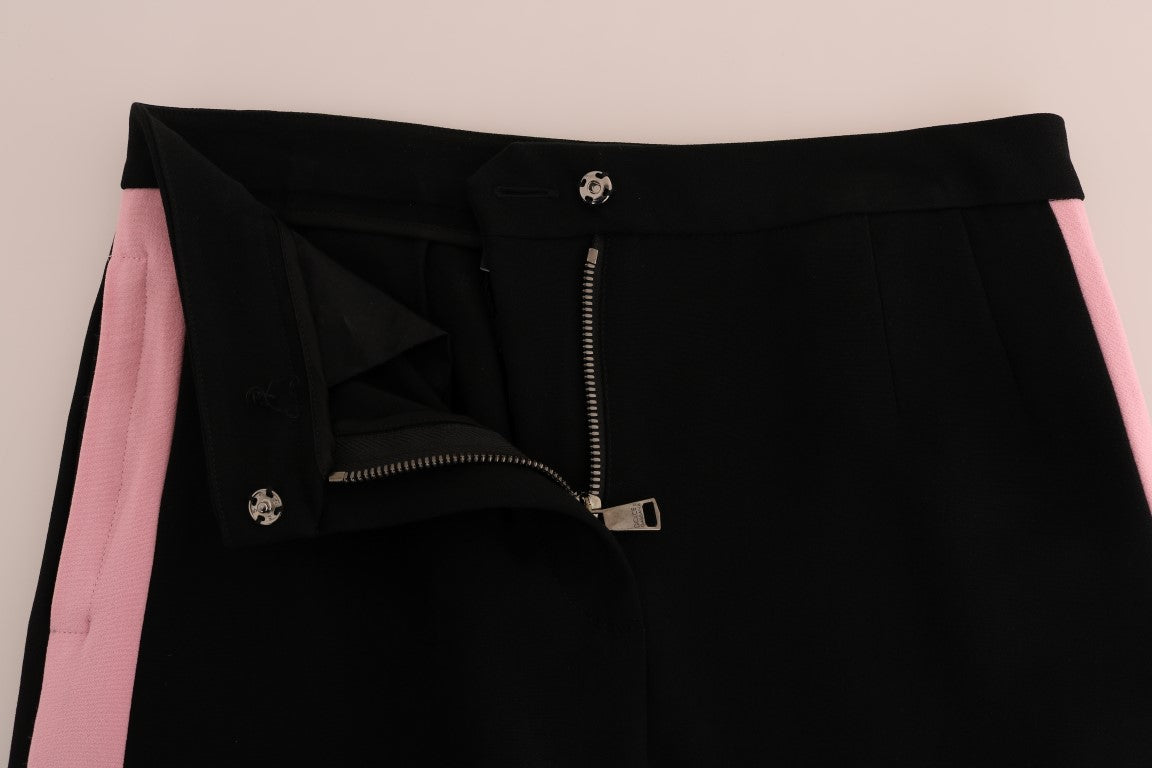 Dolce & Gabbana Black Stretch Pink Stripes Capri Pants by Dolce & Gabbana