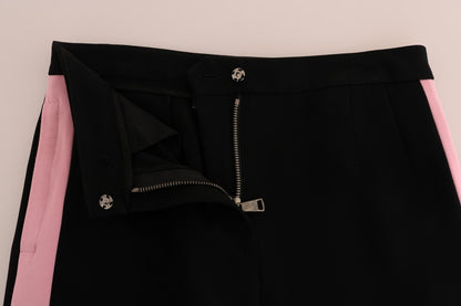Dolce & Gabbana Black Stretch Pink Stripes Capri Pants by Dolce & Gabbana