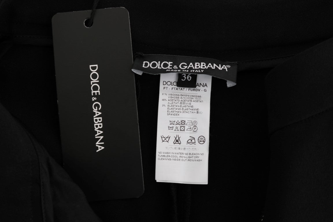 Dolce & Gabbana Black Stretch Pink Stripes Capri Pants by Dolce & Gabbana