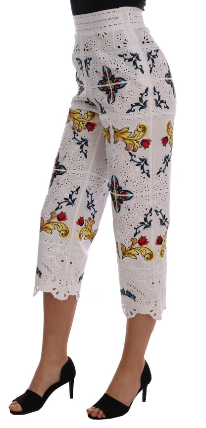 Dolce & Gabbana Mulicolor Majolica Cutout Capri Pants by Dolce & Gabbana