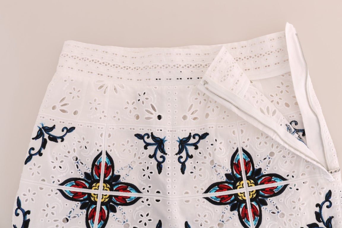 Dolce & Gabbana Mulicolor Majolica Cutout Capri Pants by Dolce & Gabbana