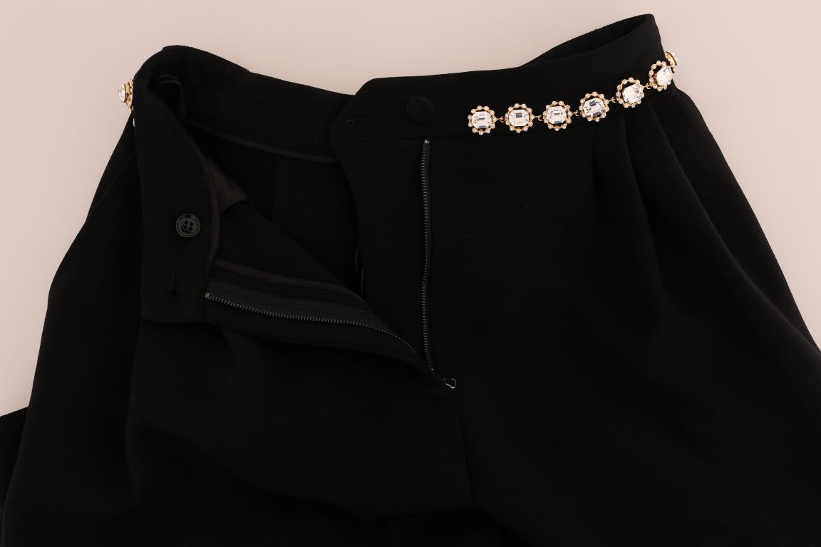 Dolce & Gabbana Black Wool Stretch Crystal Pants by Dolce & Gabbana