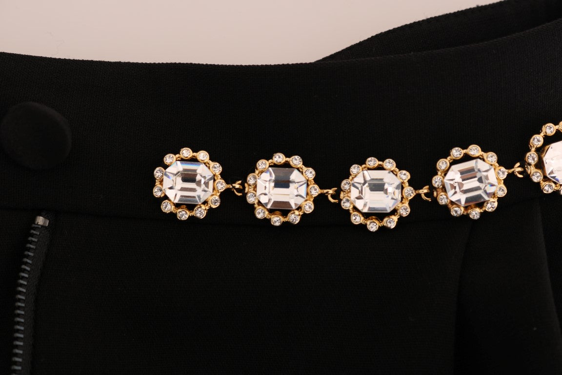 Dolce & Gabbana Black Wool Stretch Crystal Pants by Dolce & Gabbana