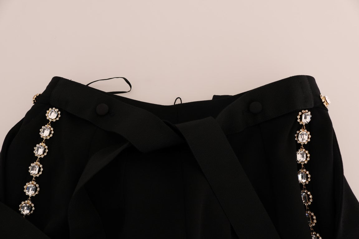 Dolce & Gabbana Black Wool Stretch Crystal Pants by Dolce & Gabbana