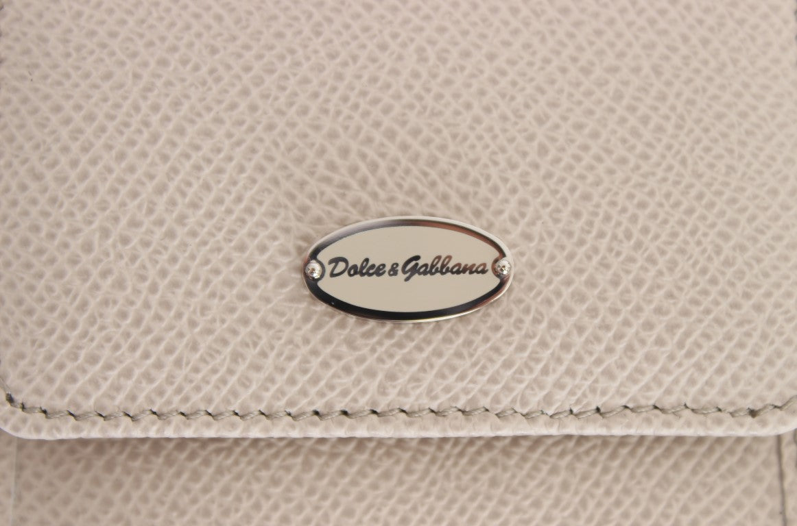 Dolce &amp; Gabbana White Dauphine Leather Case Wallet