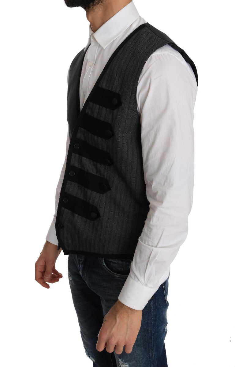 Dolce &amp; Gabbana Gray Wool Patterned Slim Cardigan