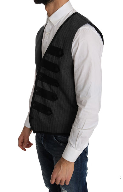 Dolce &amp; Gabbana Gray Wool Patterned Slim Cardigan