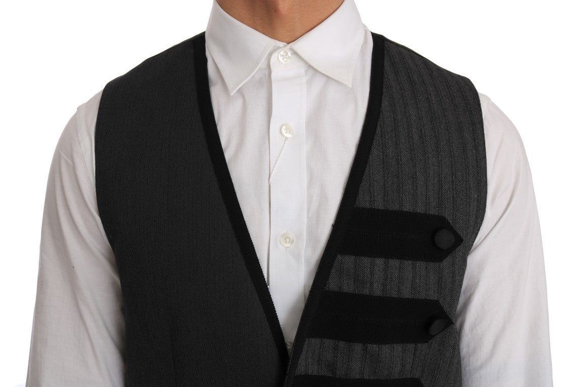 Dolce &amp; Gabbana Gray Wool Patterned Slim Cardigan
