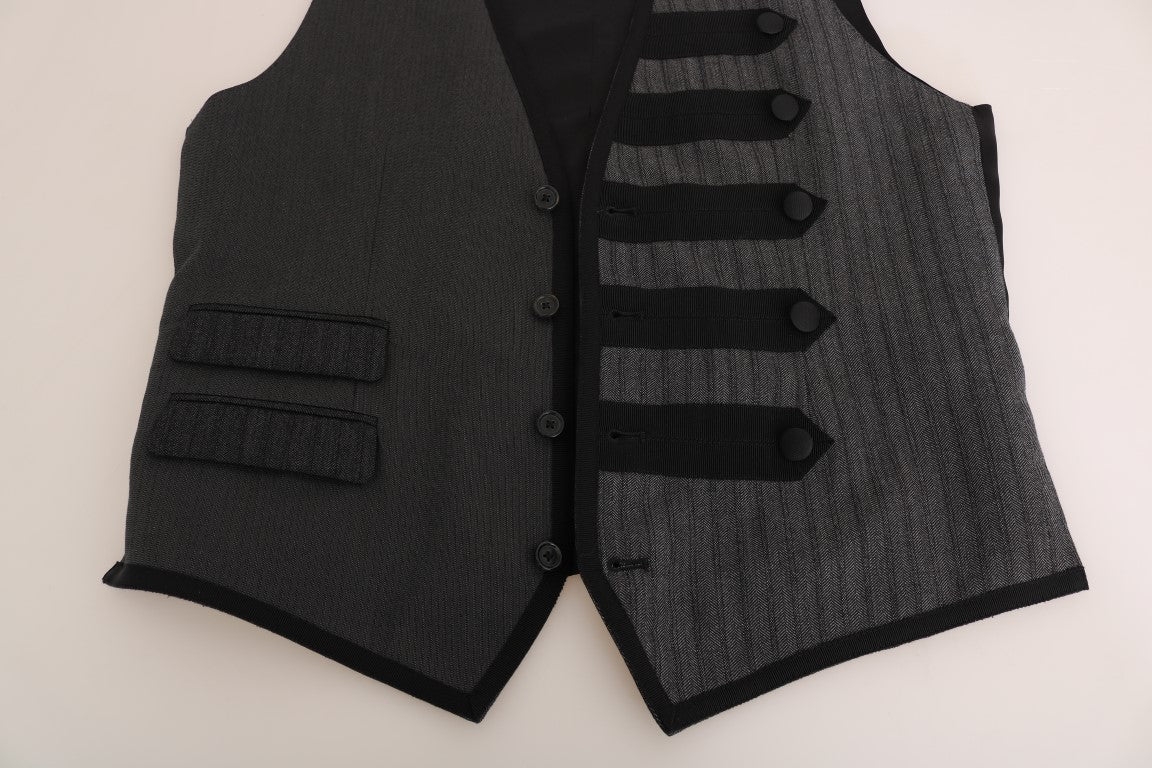 Dolce &amp; Gabbana Gray Wool Patterned Slim Cardigan