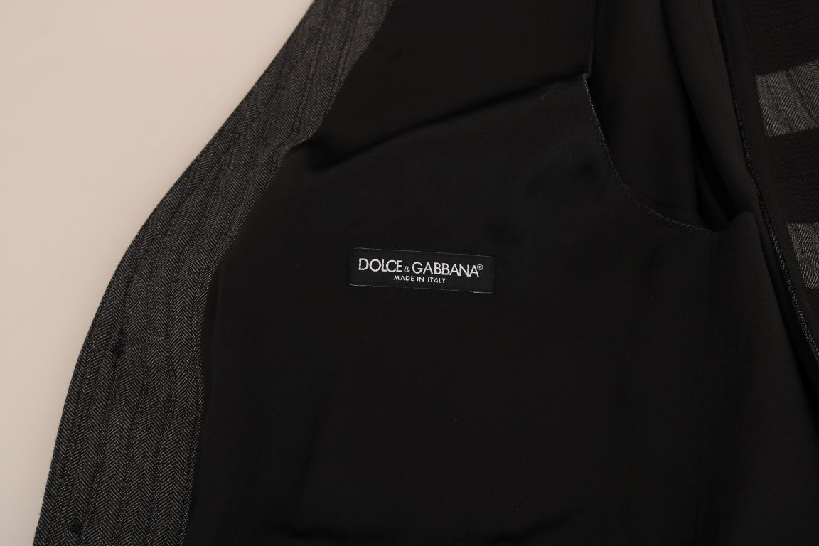 Dolce &amp; Gabbana Gray Wool Patterned Slim Cardigan