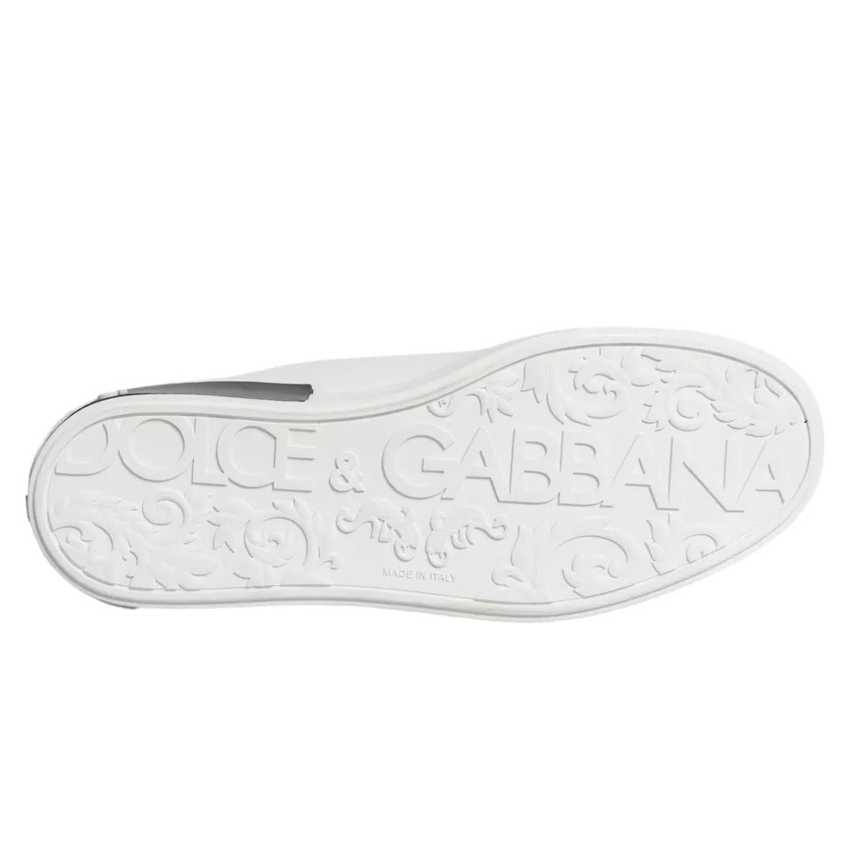 Dolce & Gabbana White Leather Logo Portofino Sneaker Shoes by Dolce & Gabbana