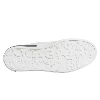 Dolce & Gabbana White Leather Logo Portofino Sneaker Shoes by Dolce & Gabbana