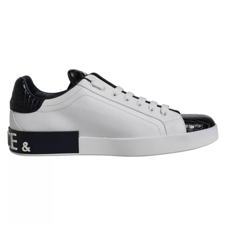 Dolce & Gabbana White Leather Logo Portofino Sneaker Shoes by Dolce & Gabbana