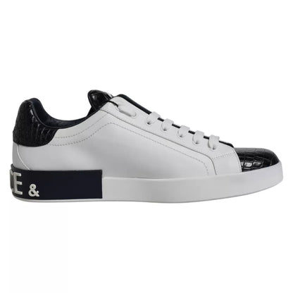 Dolce & Gabbana White Leather Logo Portofino Sneaker Shoes by Dolce & Gabbana