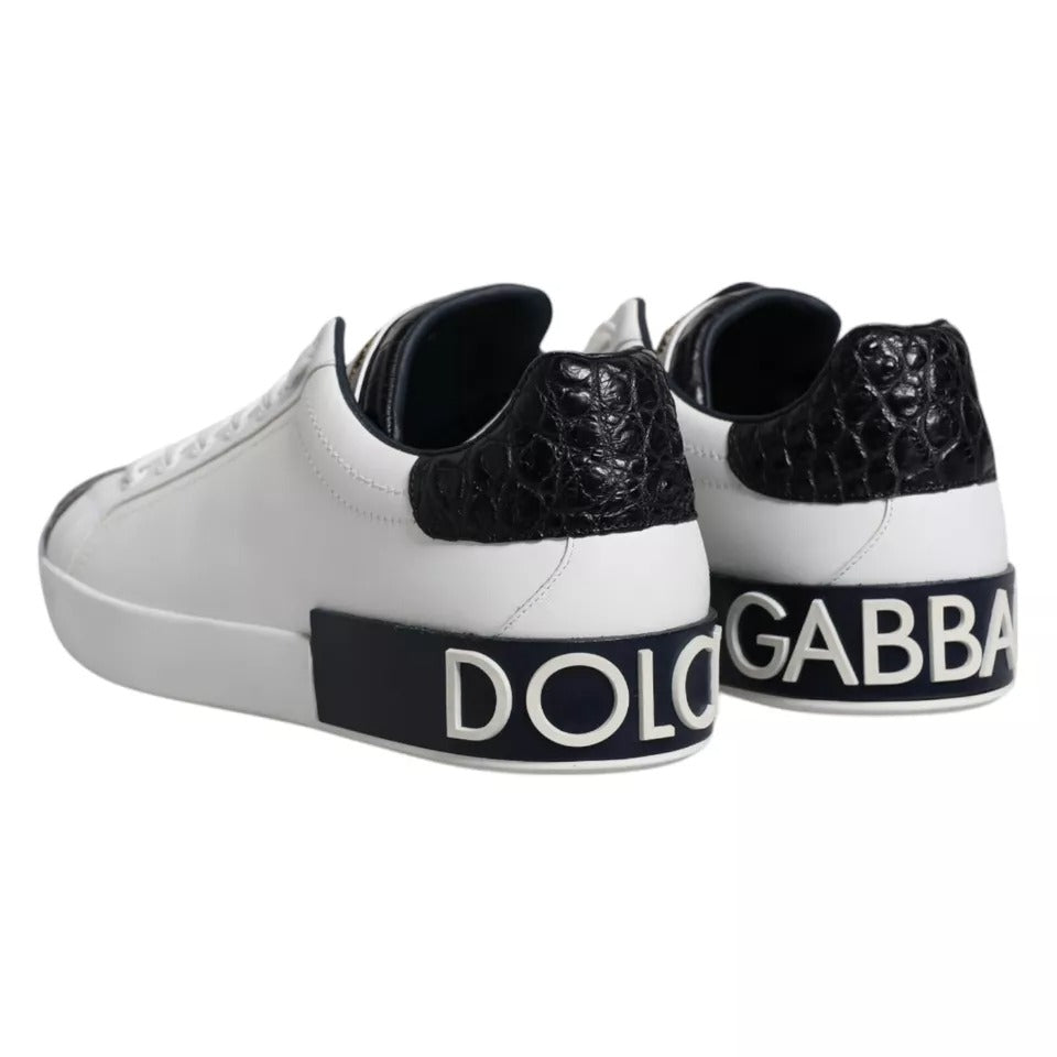 Dolce & Gabbana White Leather Logo Portofino Sneaker Shoes by Dolce & Gabbana