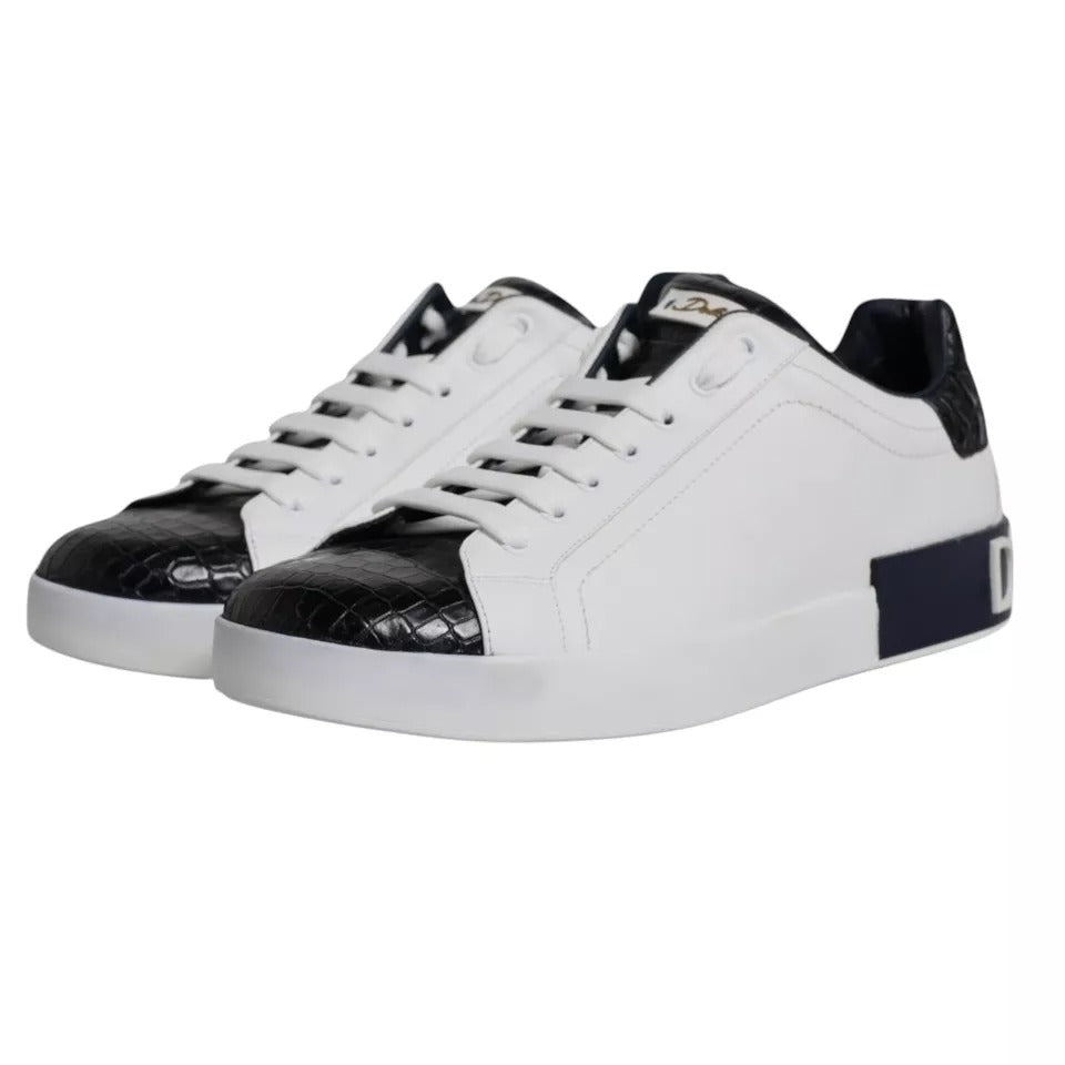 Dolce & Gabbana White Leather Logo Portofino Sneaker Shoes by Dolce & Gabbana