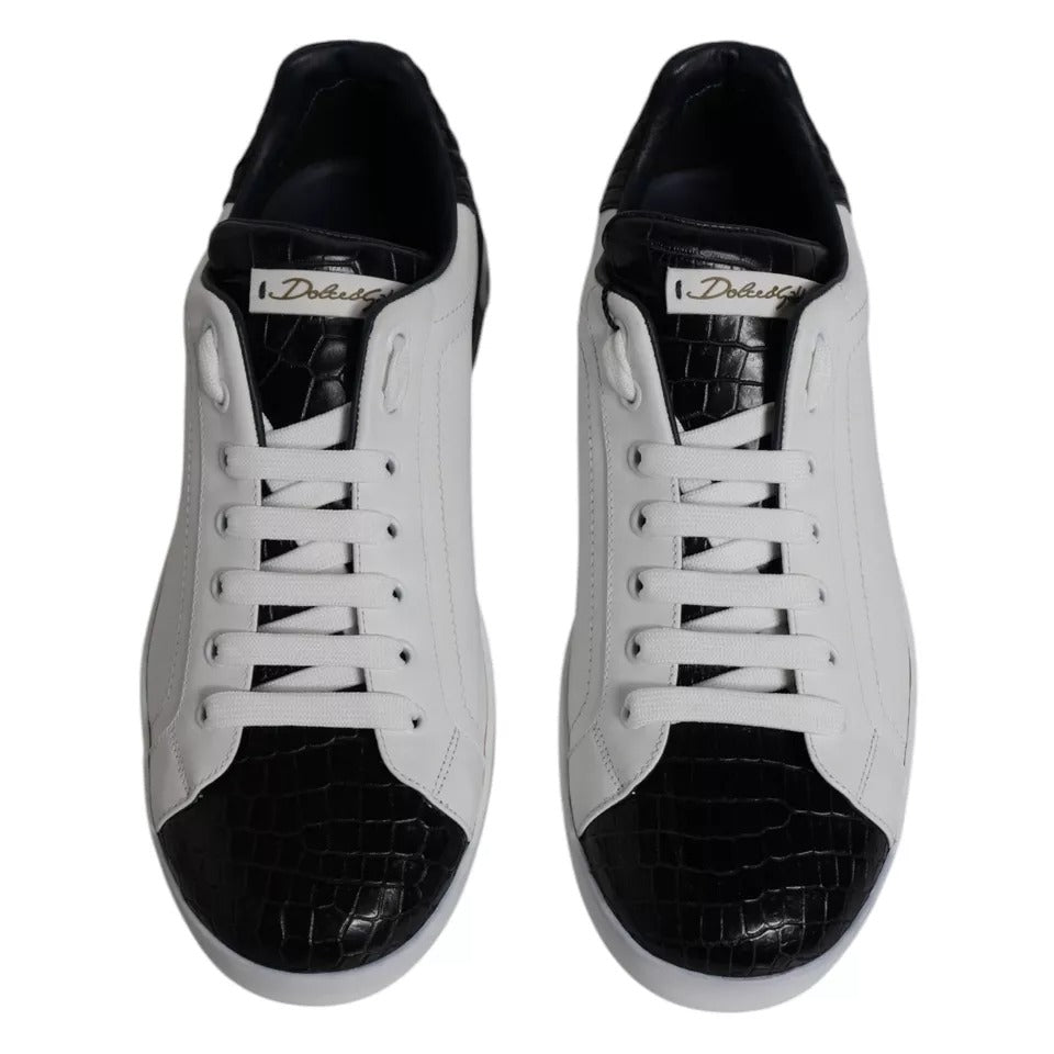 Dolce & Gabbana White Leather Logo Portofino Sneaker Shoes by Dolce & Gabbana