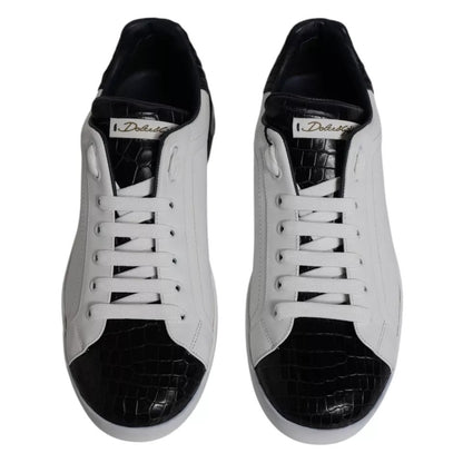 Dolce & Gabbana White Leather Logo Portofino Sneaker Shoes by Dolce & Gabbana