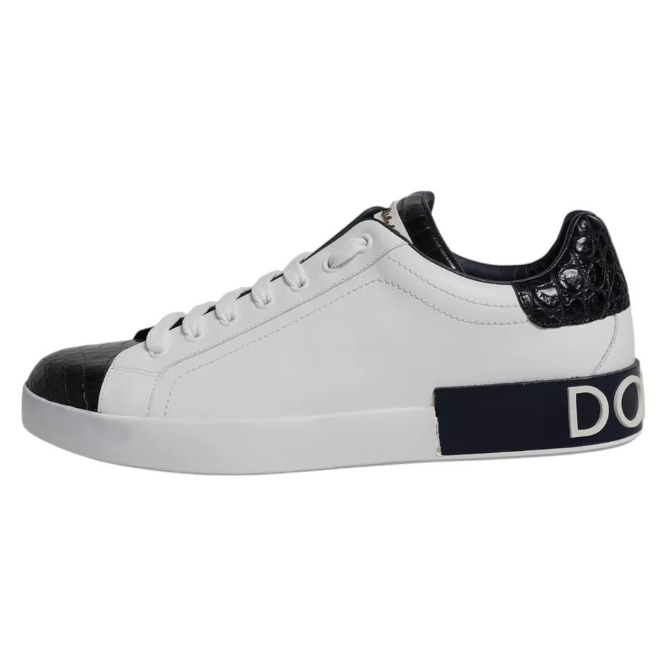 Dolce & Gabbana White Leather Logo Portofino Sneaker Shoes by Dolce & Gabbana