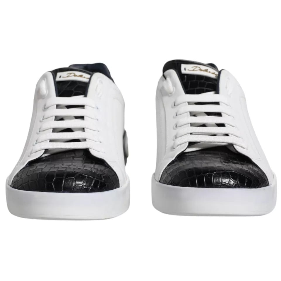 Dolce & Gabbana White Leather Logo Portofino Sneaker Shoes by Dolce & Gabbana