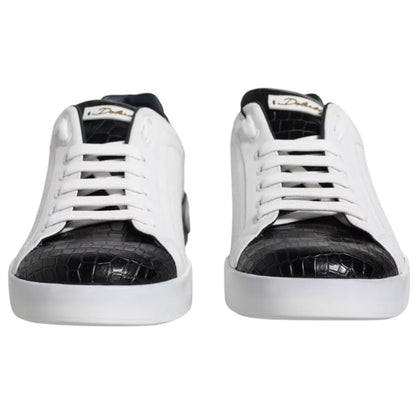 Dolce & Gabbana White Leather Logo Portofino Sneaker Shoes by Dolce & Gabbana
