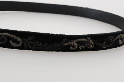 Dolce &amp; Gabbana Black Cotton Royal Bee Embroidery Belt