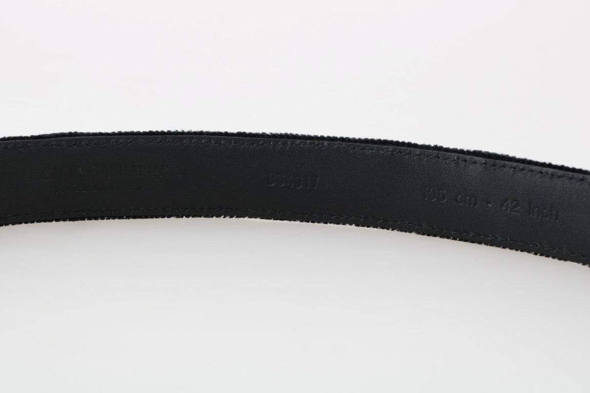 Dolce &amp; Gabbana Black Cotton Royal Bee Embroidery Belt