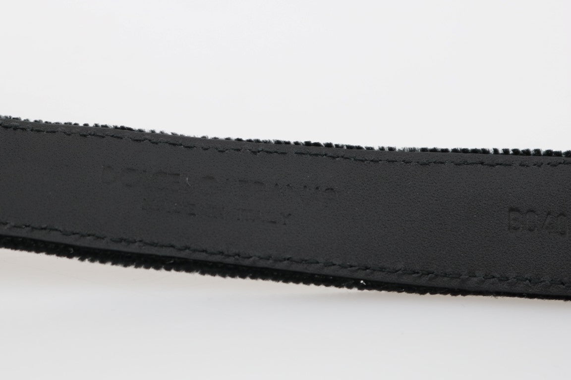 Dolce &amp; Gabbana Black Cotton Royal Bee Embroidery Belt