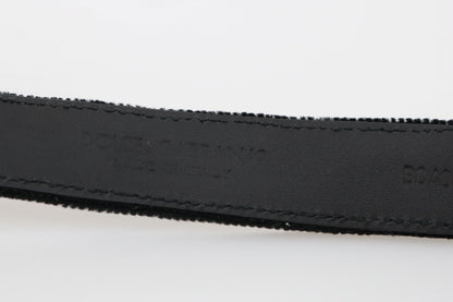 Dolce &amp; Gabbana Black Cotton Royal Bee Embroidery Belt