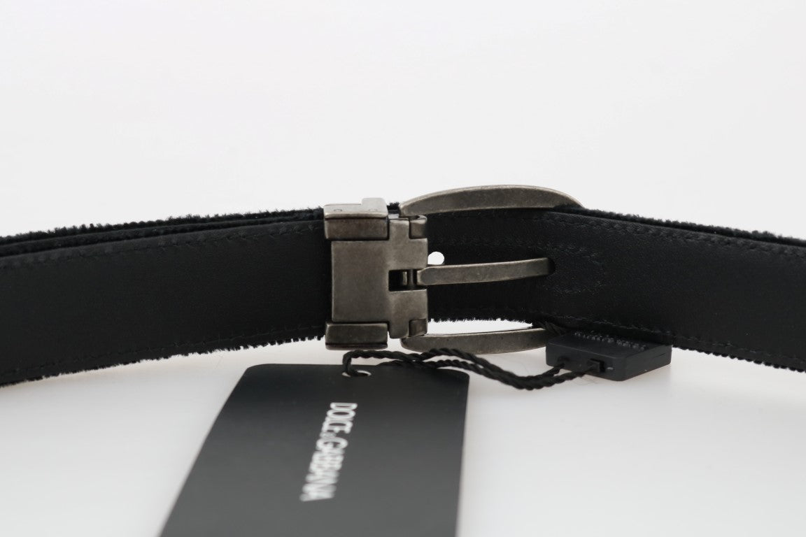 Dolce &amp; Gabbana Black Cotton Royal Bee Embroidery Belt