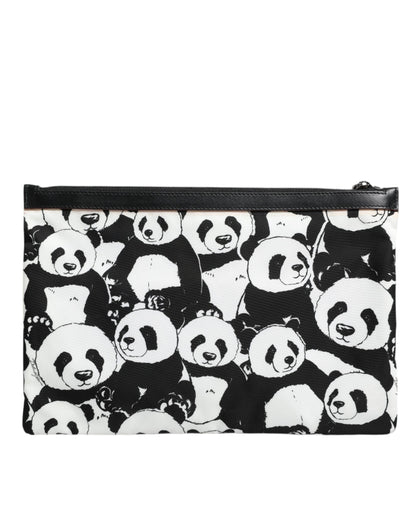 Pochette Dolce &amp; Gabbana à motif panda noir et blanc