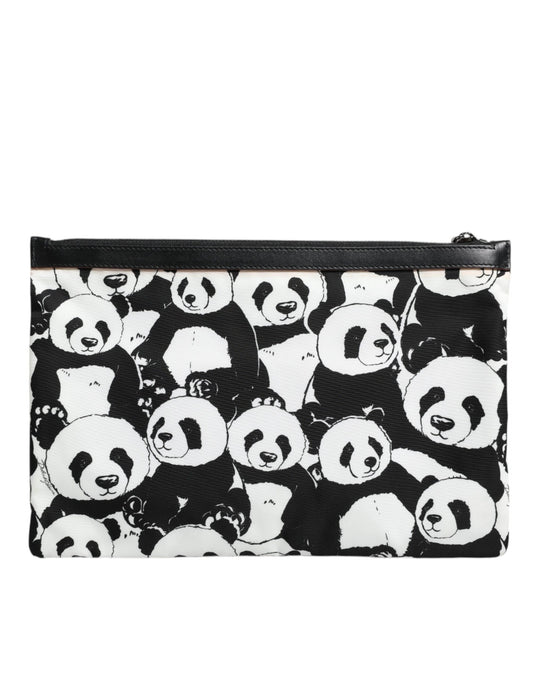 Pochette Dolce &amp; Gabbana à motif panda noir et blanc