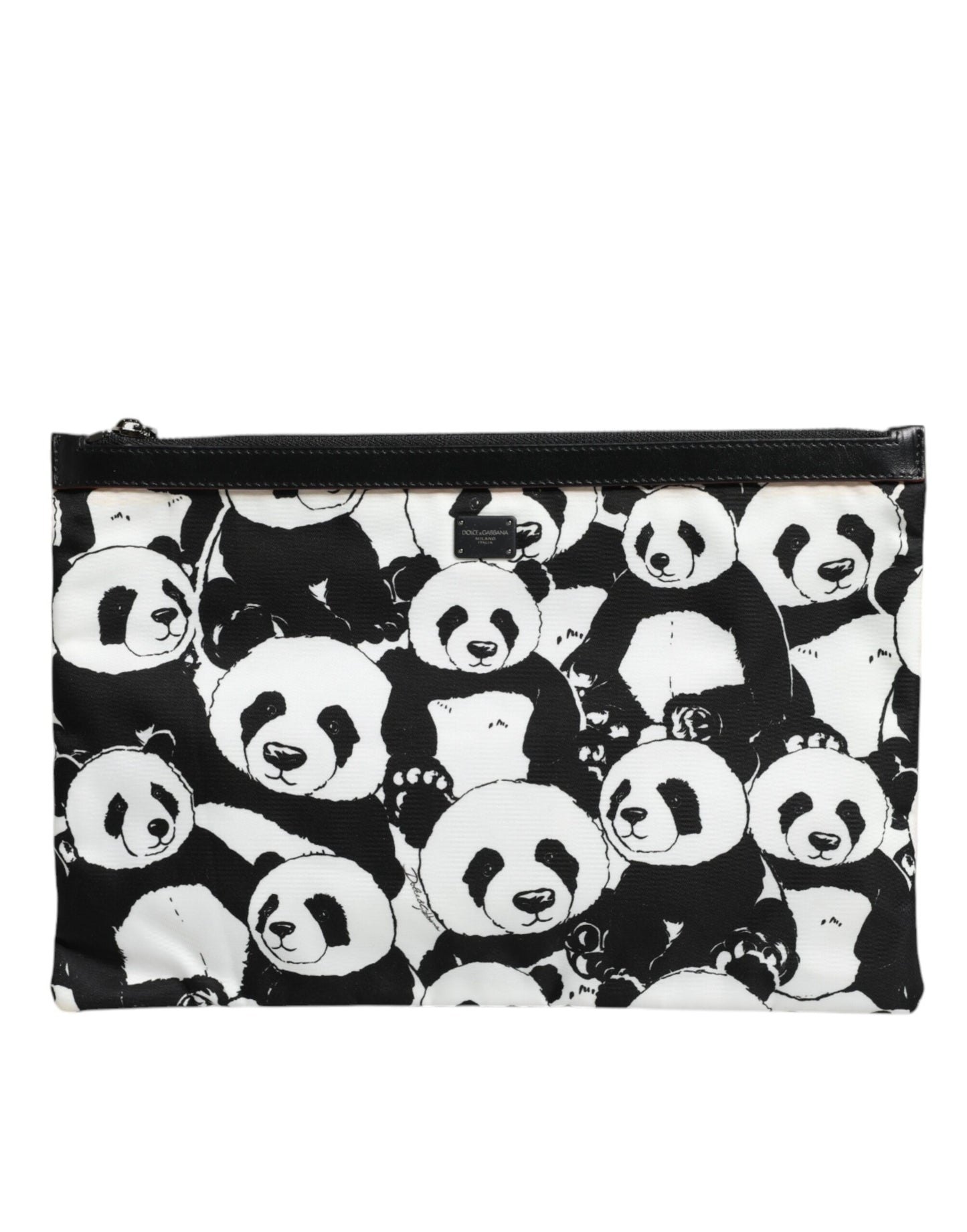 Pochette Dolce &amp; Gabbana à motif panda noir et blanc