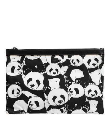 Pochette Dolce &amp; Gabbana à motif panda noir et blanc