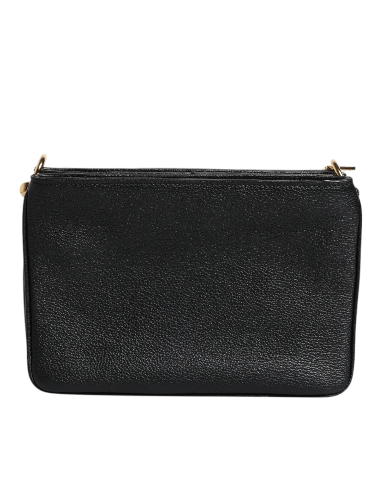 Pochette Dolce &amp; Gabbana en cuir grainé noir avec plaque logo