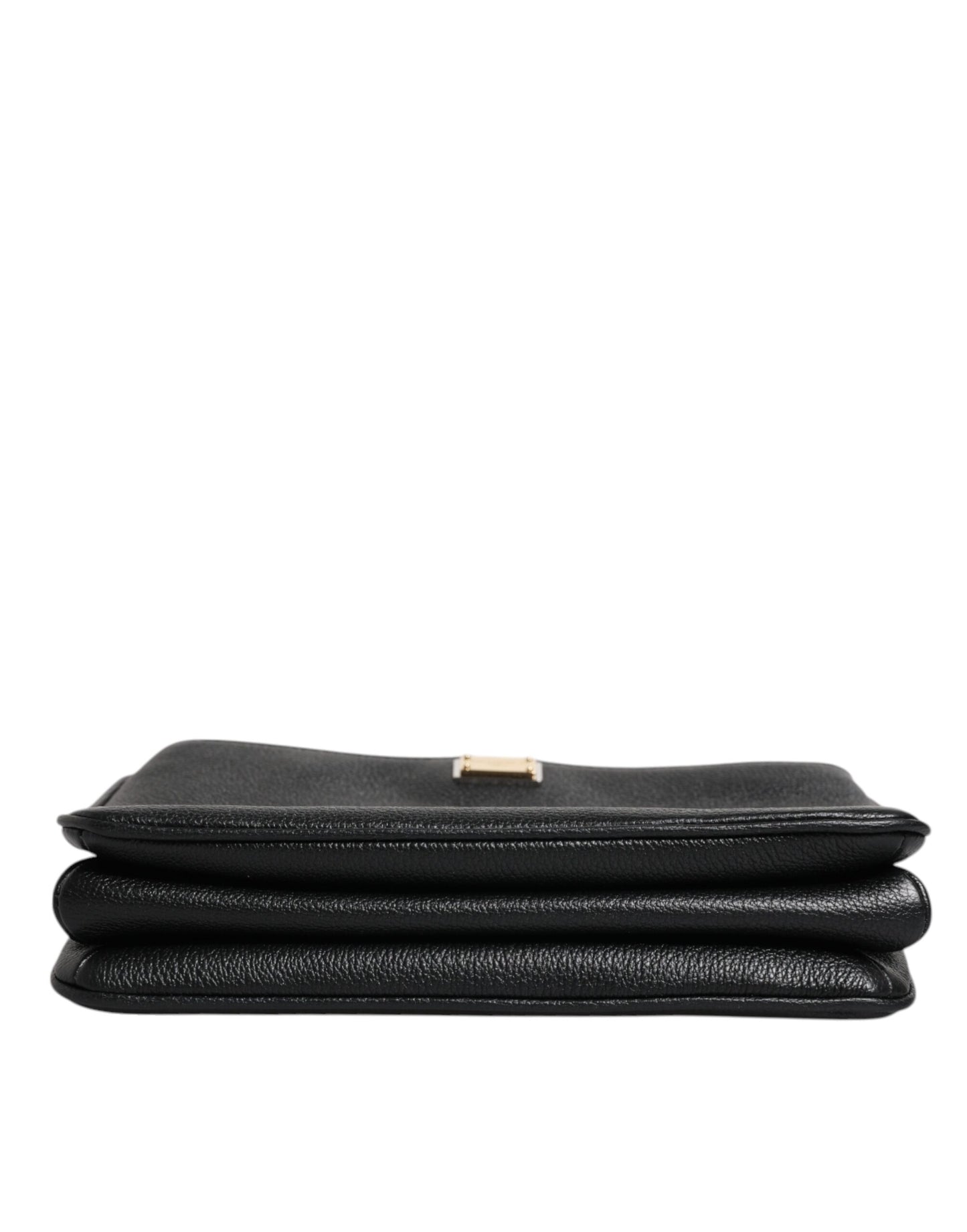 Pochette Dolce &amp; Gabbana en cuir grainé noir avec plaque logo