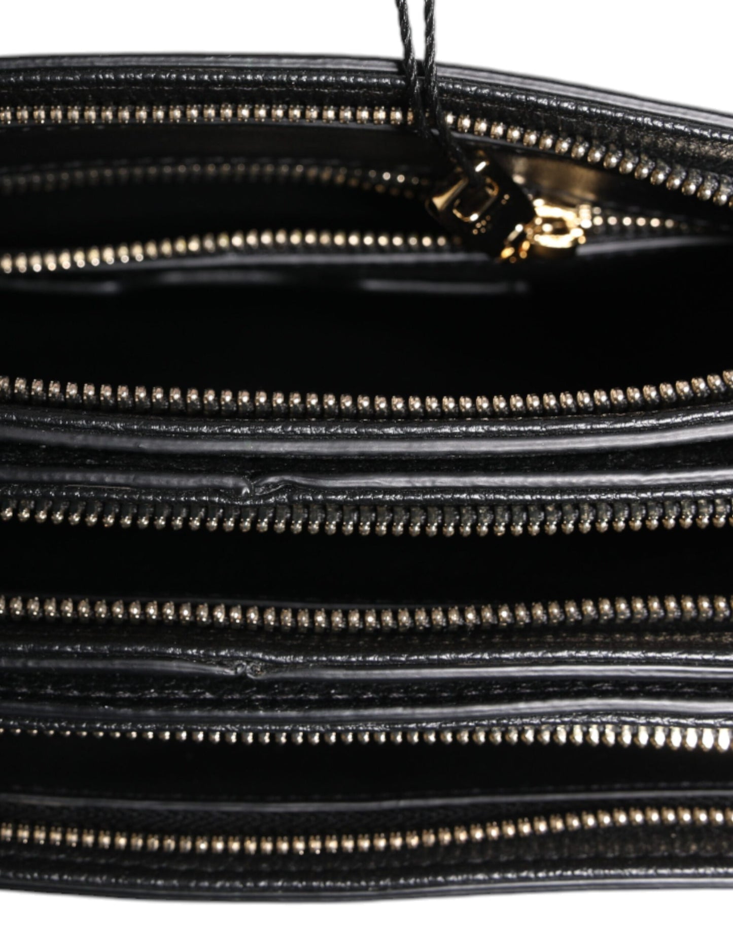 Pochette Dolce &amp; Gabbana en cuir grainé noir avec plaque logo